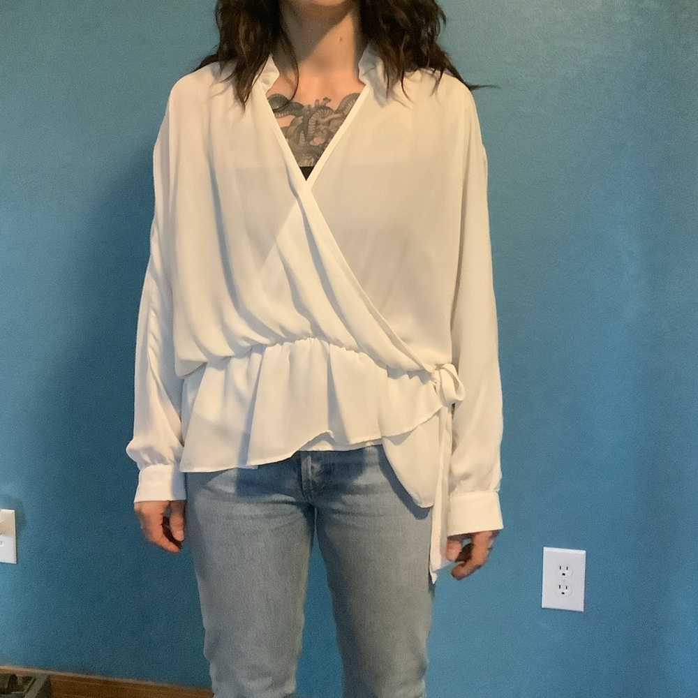 Beautiful white drape shirt